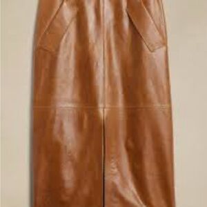 Banana Republic Tan Leather Midi Skirt